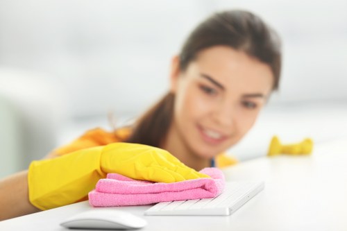 A professional cleaner reviewing a customer complaint form